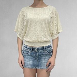 Vintage Cocomo Batwing Cream Lace Blouse